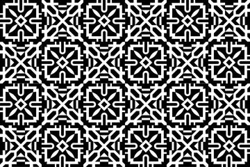 Poster - Abstract seamless black and white ornamental pattern. Abstract repeating seamless monochrome, geometric, mosaic pattern.