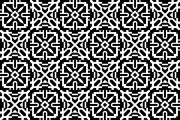 Poster - Abstract seamless black and white ornamental pattern. Abstract repeating seamless monochrome, geometric, mosaic pattern.