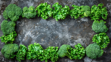 Wall Mural - A frame of green vegetables including broccoli and lettuce