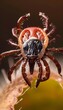 Menacing Macro Tick Latched onto Host Animal Skin with Threatening Appearance