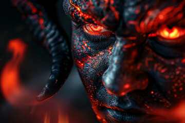 Wall Mural - ai generated portrait of humanized demon fantasy style on dark background