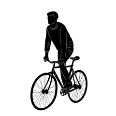 Wall Mural - men on bicycle silhouette on white background vector