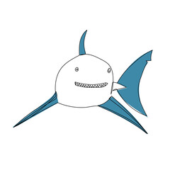 Wall Mural - shark swimming sketch on a white background vector