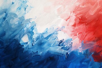 Canvas Print - Abstract red white blue painting background.	