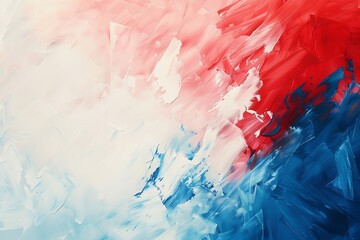 Canvas Print - Abstract red white blue painting background.	