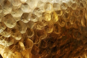 A realistic hammered gold plate background with a textured, uneven surface.