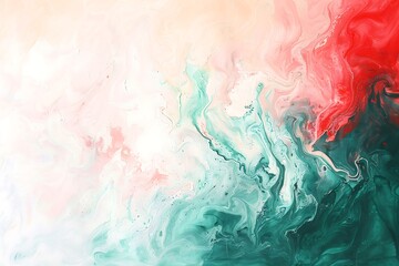 Canvas Print - Abstract red white green painting background.	