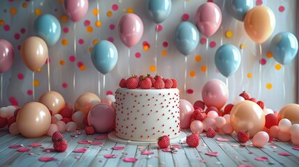 Poster - A birthday party background that could be used to showcase large size product. Generative AI.