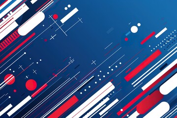 Fototapete - Blue background with red and white lines, the vector illustration style