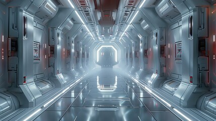 Poster - Panel design of sci-fi floor, futuristic design, sci-fi, concept, 3d environment, ultra realism. Generative AI.