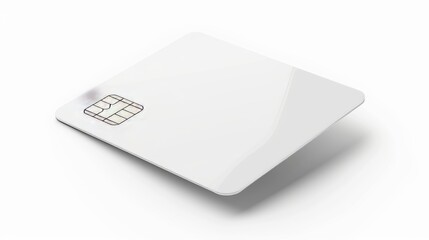 Poster - This template is a modern realistic mockup of an empty white banking, shopping or discount card with a chip in perspective. It is isolated on a white background.