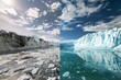 Shrinking Glacier:glacier's retreat over time,the glacier's compared to its current diminished size