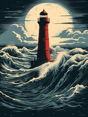 Wall Mural - lighthouse on the sea