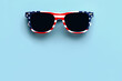 Happy Independence day July 4th. Closeup of USA flag sunglasses with copy space for text