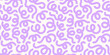 Pastel violet abstract squiggle doodle lines seamless pattern. Party streamers ribbons lilac celebration background.