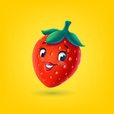 Fototapeta Pokój dzieciecy - strawberry cartoon cheerful fruit character