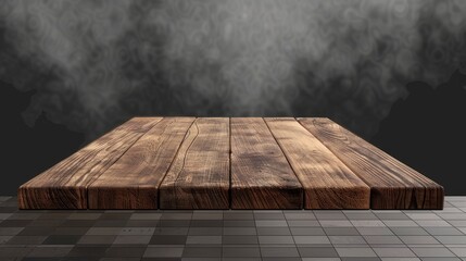 Object view of wooden table top, kitchen top made from brown timber board, isolated on transparent background. Tabletop interior design element. 3D modern illustration.