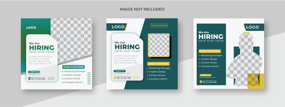 We are hiring job vacancy Flyer social media post banner design template. We are hiring job vacancy square web banner design.
