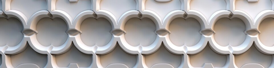 Wall Mural - A close-up view of a wall with a geometric pattern in soft, neutral tones. Background. Wallpaper. Banner.