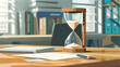 © Roses - Hourglass on table in office. Time management concept