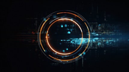 Circular interface, futuristic technology background.