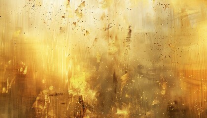Wall Mural - A luxurious gold background with abstract brush strokes and glitter elements, creating a textured metal foil look with splashes of gold and vintage accents