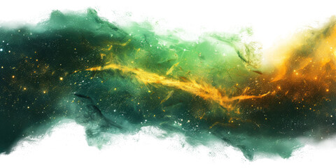 Wall Mural - a green galaxy effect isolated on transparent background.