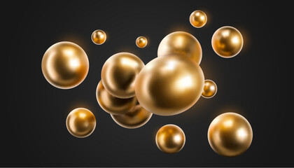 Wall Mural - Vector 3d gold liquid blobs.