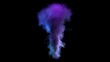 Realistic 3d tornado animation. A natural storm scene with flashing neon light on an isolated black background