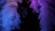 3D animation of colorful smoke plume on black background