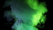 Realistic 3d tornado close up animation. A natural storm scene with flashing neon light on an isolated black background