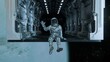 3D animated astronaut waving from a spacecraft with a view of a comet tail