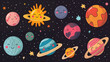 Background image with drawing of cute planets 