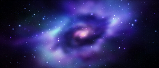 Wall Mural - Space vector background with realistic nebula and shining stars. Magic colorful galaxy with stardust