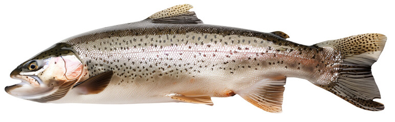 Canvas Print - A highly detailed image of a rainbow trout isolated on a white background.