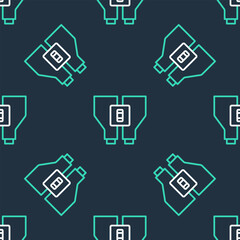 Poster - Line Binoculars icon isolated seamless pattern on black background. Find software sign. Spy equipment symbol. Vector