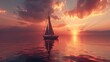 A sunset sailboat with warm hues reflecting on the water.