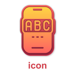 Poster - Gold E-learning of different foreign languages through the mobile application icon isolated on white background. Vector