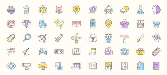 Wall Mural - set of creativity outline icons