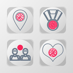 Poster - Set line Shield in the basketball ball, Basketball player, Stopwatch with and Planning strategy concept icon. Vector