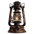 Old oil lamp lantern isolated on a white background, Generative AI
