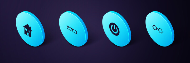 Poster - Set Isometric Glasses, Power button, Smart glasses and House icon. Vector