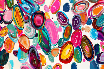 Wall Mural - A colorful abstract painting of many different colored circles