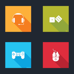 Poster - Set Headphones, Game dice, Gamepad and Computer mouse gaming icon. Vector