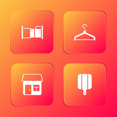 Sticker - Set Bed, Hanger wardrobe, House and Cutting board icon. Vector