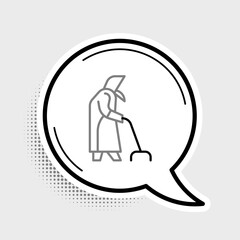 Poster - Line Grandmother icon isolated on grey background. Colorful outline concept. Vector