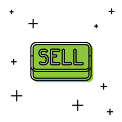 Poster - Black Sell button icon isolated on white background. Financial and stock investment market concept. Vector