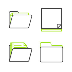 Poster - set line document folder, file document and icon. vector