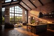 Modern Living Room with Large Window and Loft 