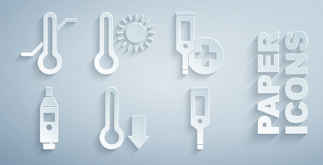 Poster - Set Meteorology thermometer, Digital, and icon. Vector